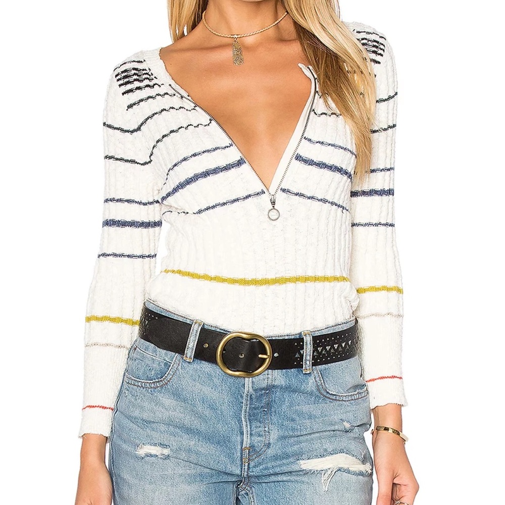 Free People M Striped Rossi Top